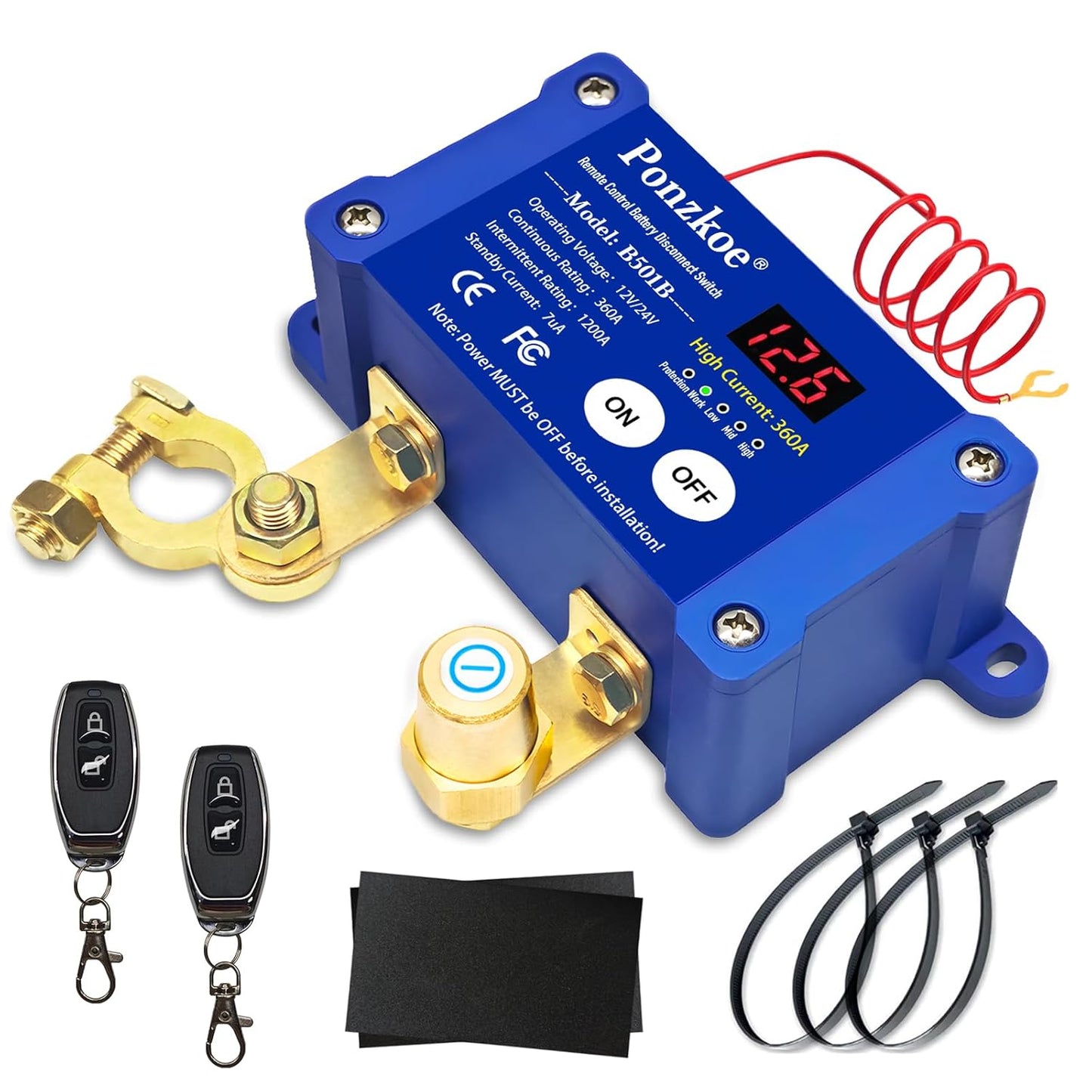 360A Remote Car Battery Disconnect Switch with LED Display