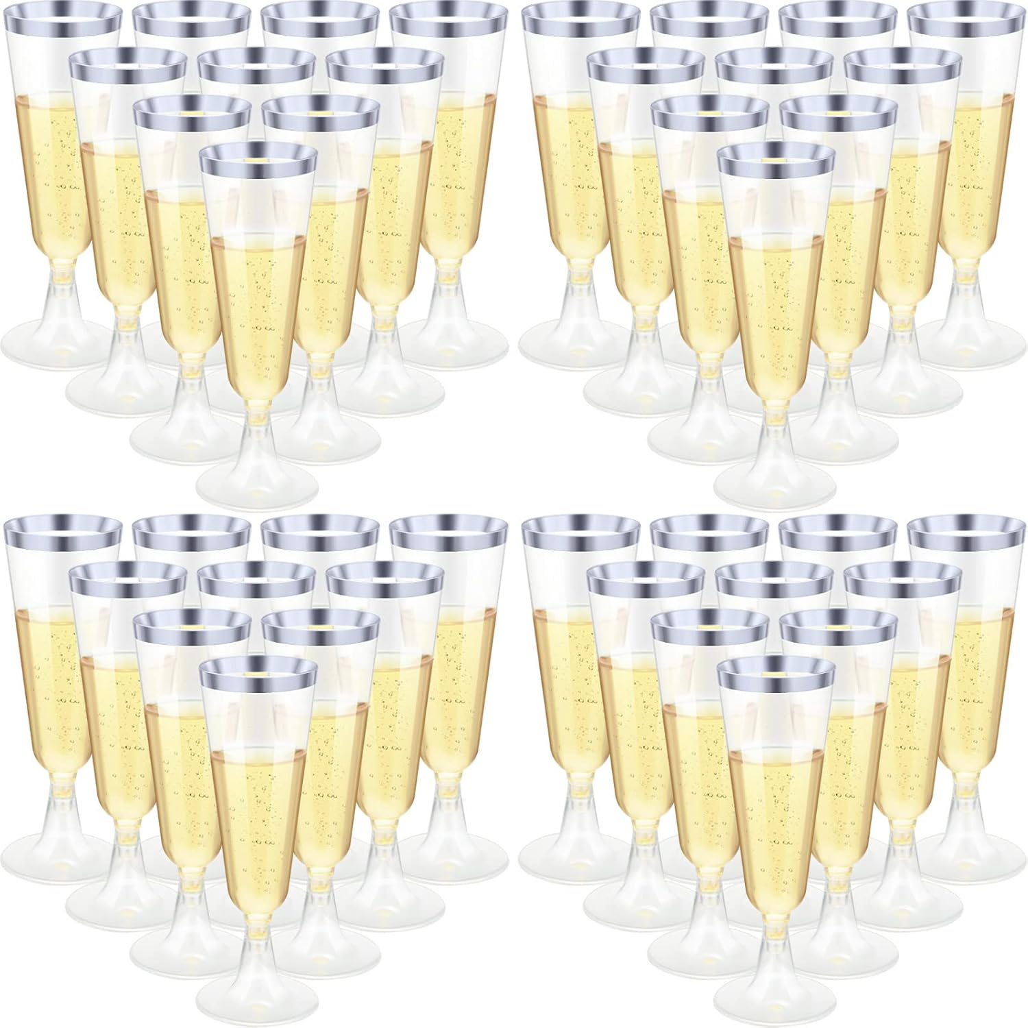 Chengu 150 Pcs Plastic Champagne Flutes for Celebrations