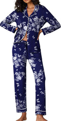 Ekouaer Pajamas Long Sleeve Sleepwear Set - Soft Cozy Loungewear