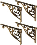 Heavy Duty 6 Inch Shelf Brackets in Antique Brass Finish