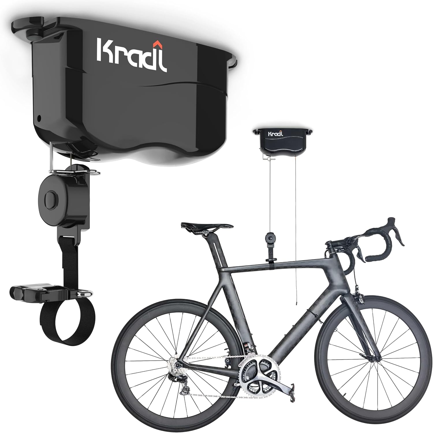 Kradl Ceiling Mount Bike Lift and Rack for Easy Storage