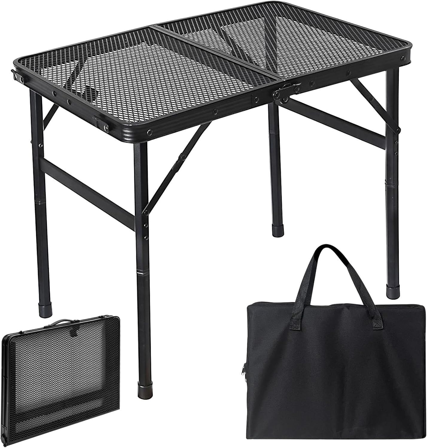 Portable Aluminum Camping Table - Height Adjustable, Lightweight, Travel BBQ