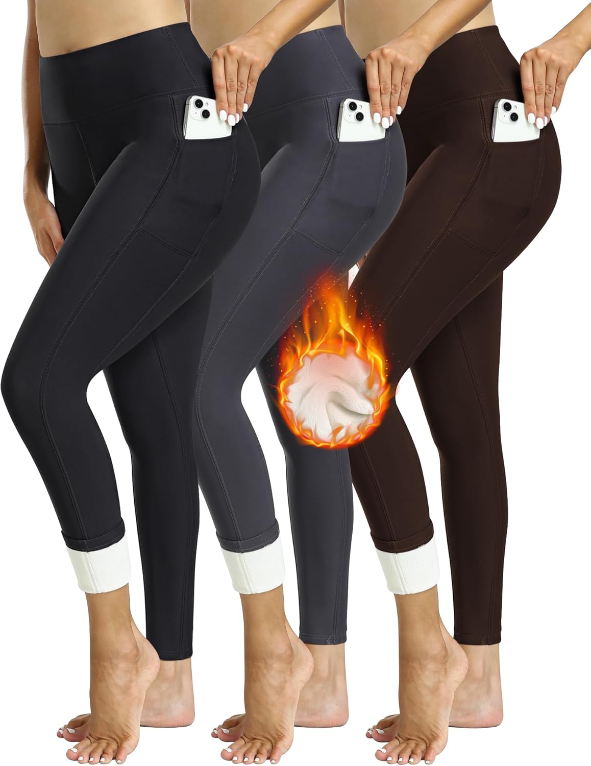 Fleece Lined Leggings for Women with Pockets - Winter Warmth