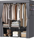 LOKEME Portable Closet with 3 Hanging Rods and 6 Shelves