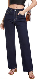 Women's High Waisted Straight Leg Stretchy Jeans - Tummy Control Shoes