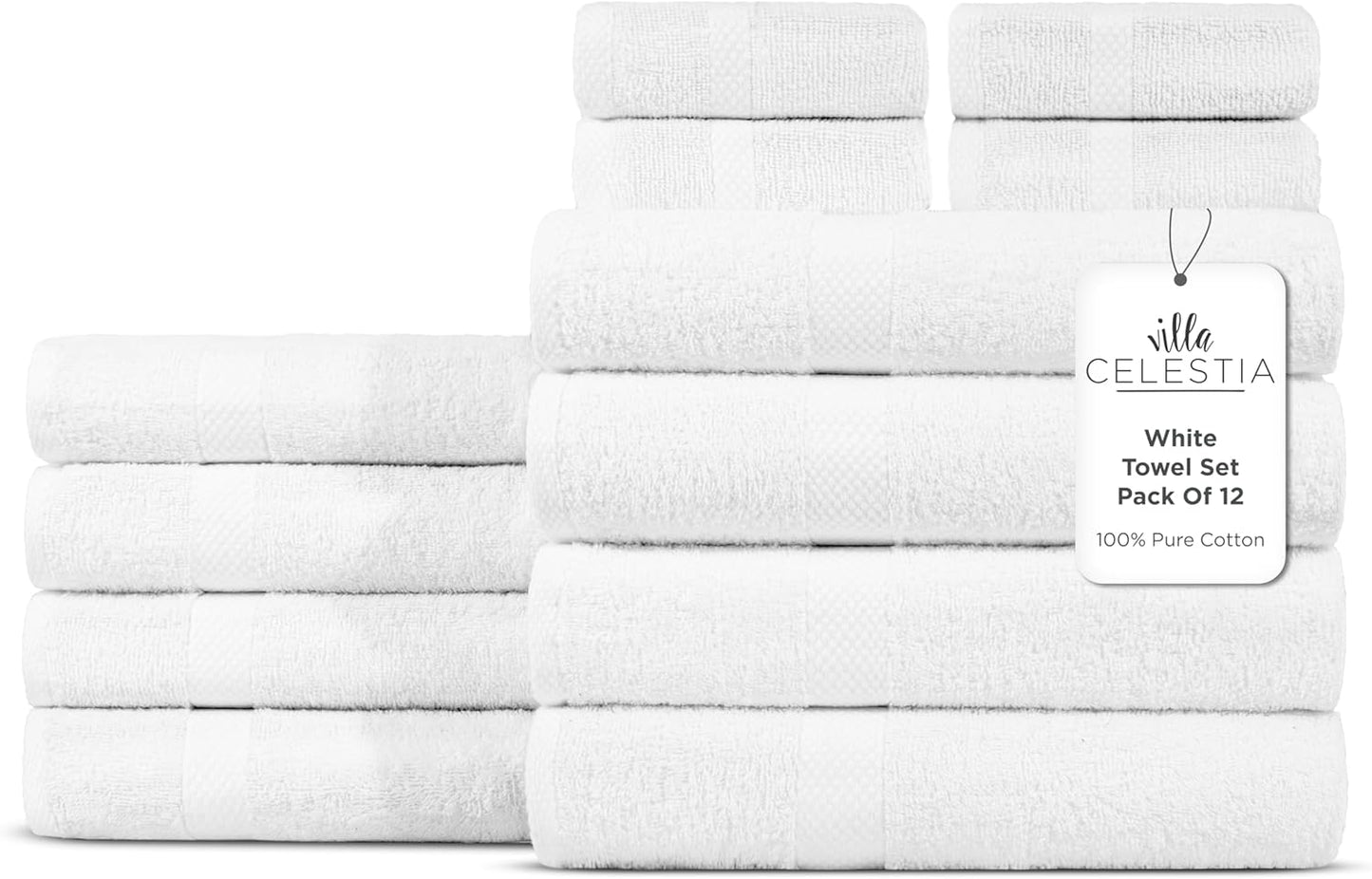 Luxurious 100% Cotton Bath Towel Set of 12 for All Needs