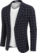 Men's Slim Fit Linen Texture Blazer Jacket - Lightweight Sport Coat