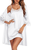 Satin Lace Cami Nightgown with Robe Set - Soft Sleepwear