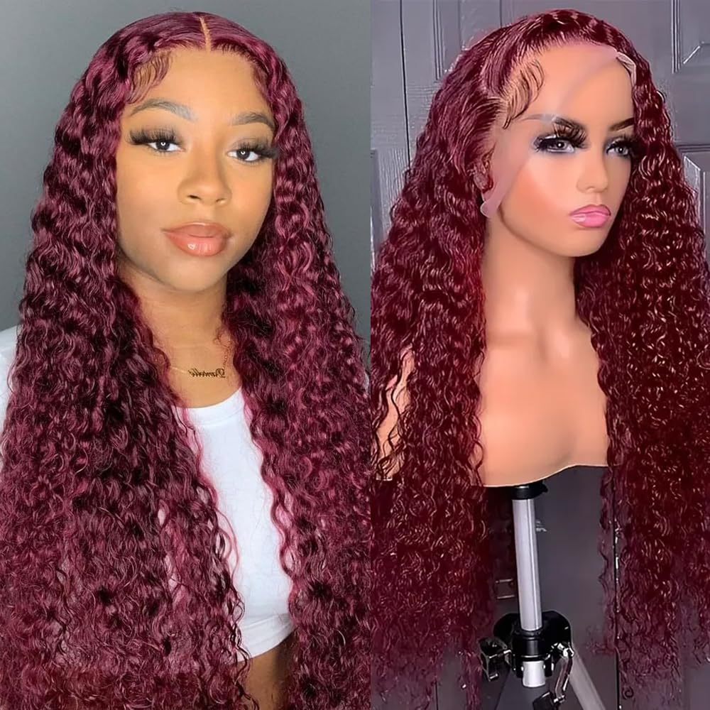 99j Burgundy Deep Wave Lace Front Wigs for Stunning Looks