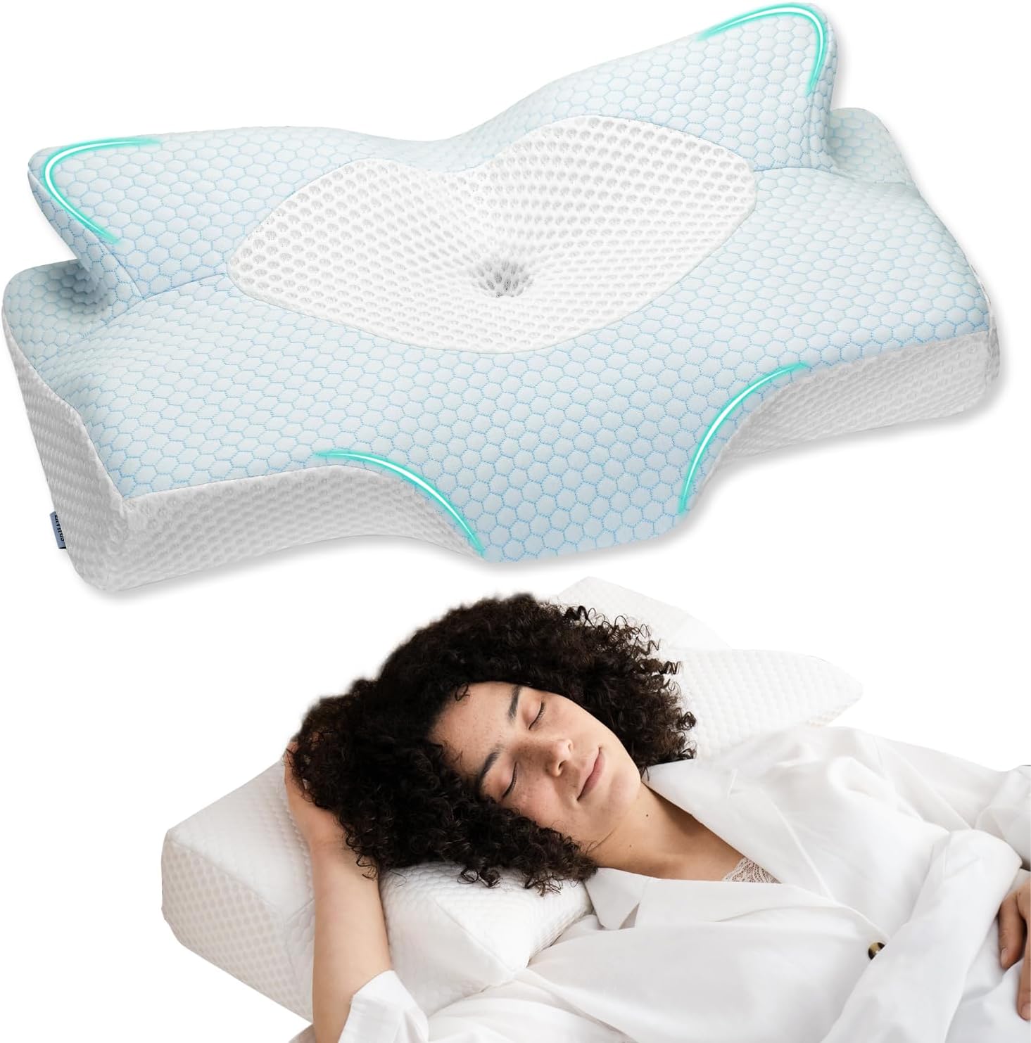 Elviros Cervical Memory Foam Pillow for Neck and Shoulder Pain