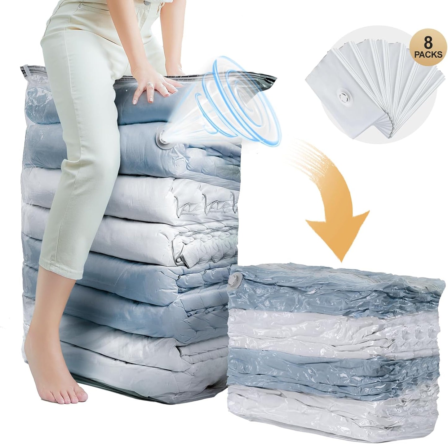 TAILI Jumbo Cube Vacuum Storage Bags for Bedding and Clothing
