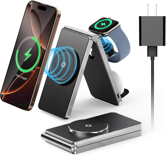 2025 Ouotoo Mag-Safe Wireless Charger - Fast 3-in-1 Charging