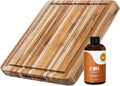 Teakhaus Teak Cutting Board Set with Juice Groove and Oil - Small
