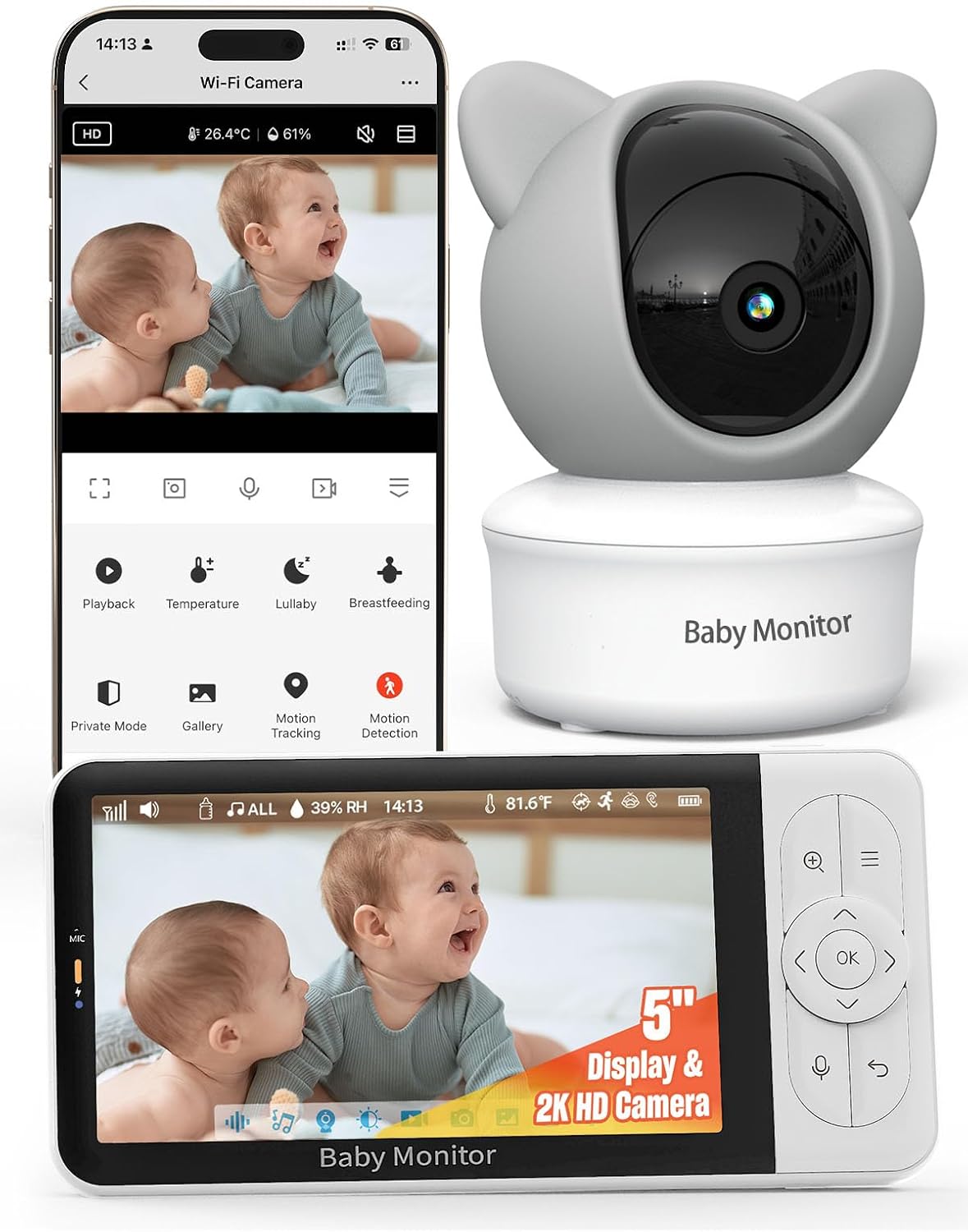 iFamily WiFi Baby Monitor with 5in HD Monitor & 2K Camera