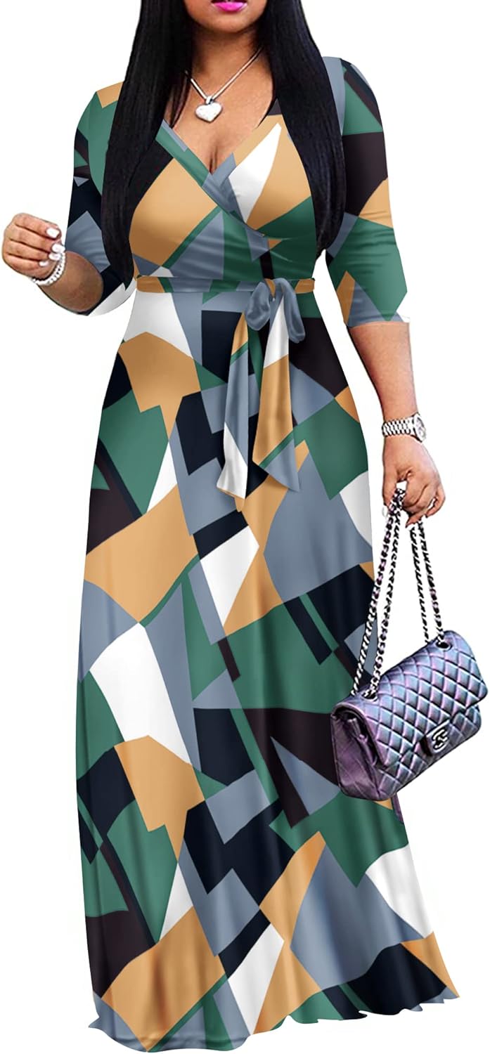 FANDEE Plus Size Maxi Dress for Women Casual Summer Sundress