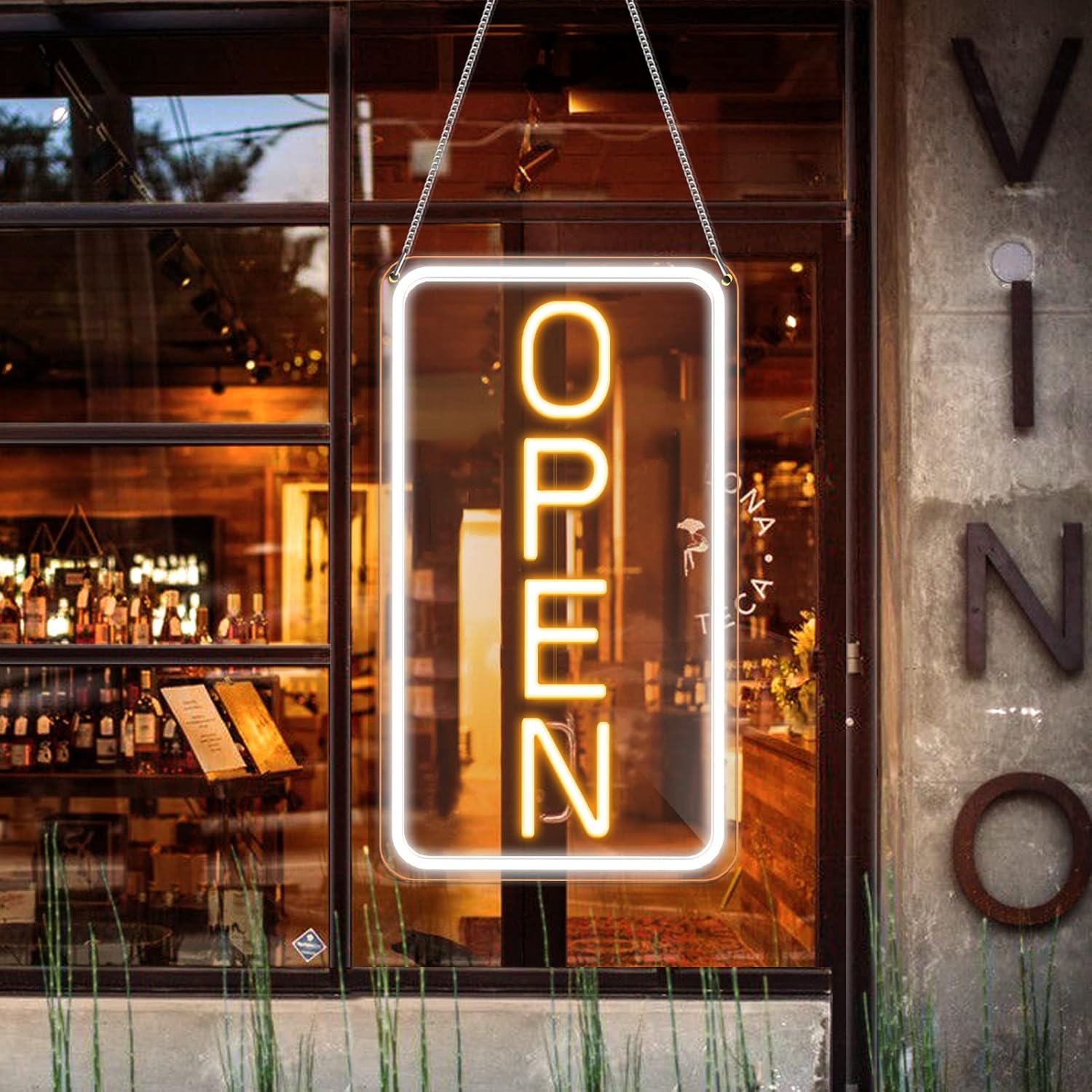 Bright Electric LED Open Sign for Business, 16x9 in, Durable