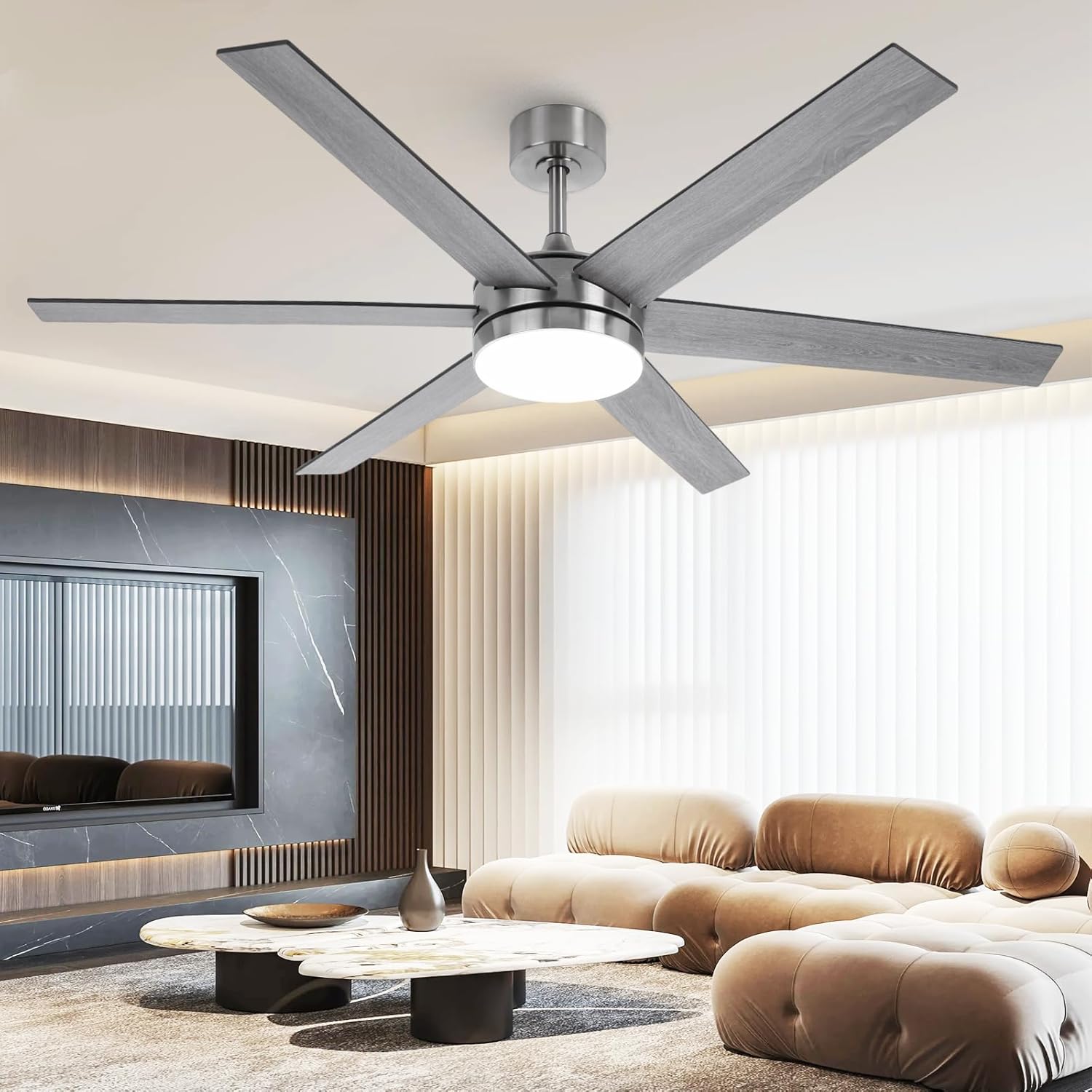 60 Inch Ceiling Fan with Lights and Remote for Modern Spaces