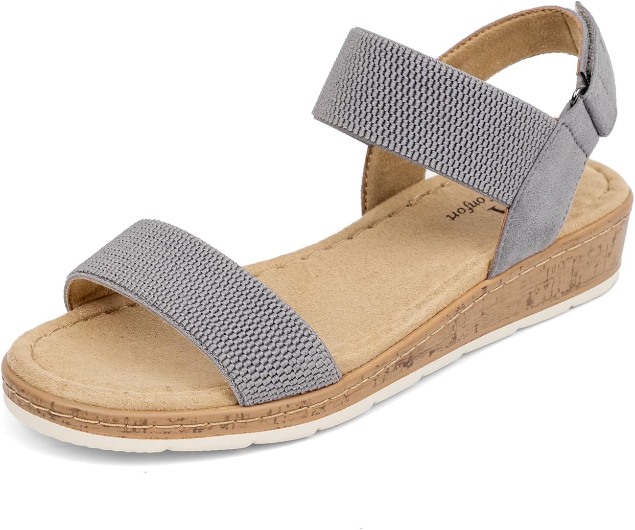 VJH confort Womens Flat Sandals Open Toe Elastic Ankle Strap