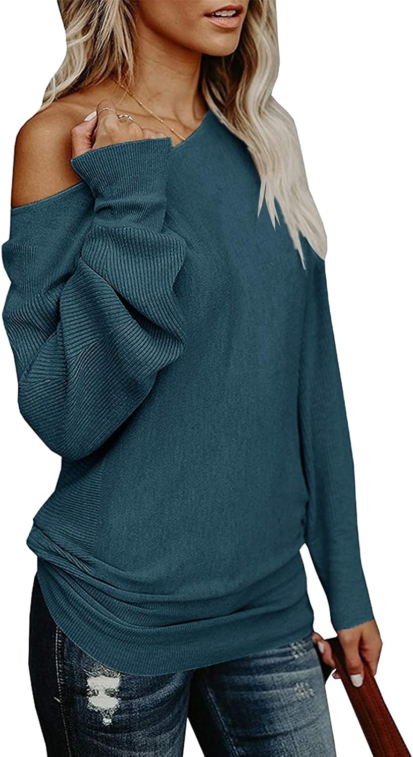 UMEKO Womens Off The Shoulder Oversized Knit Sweater Tops