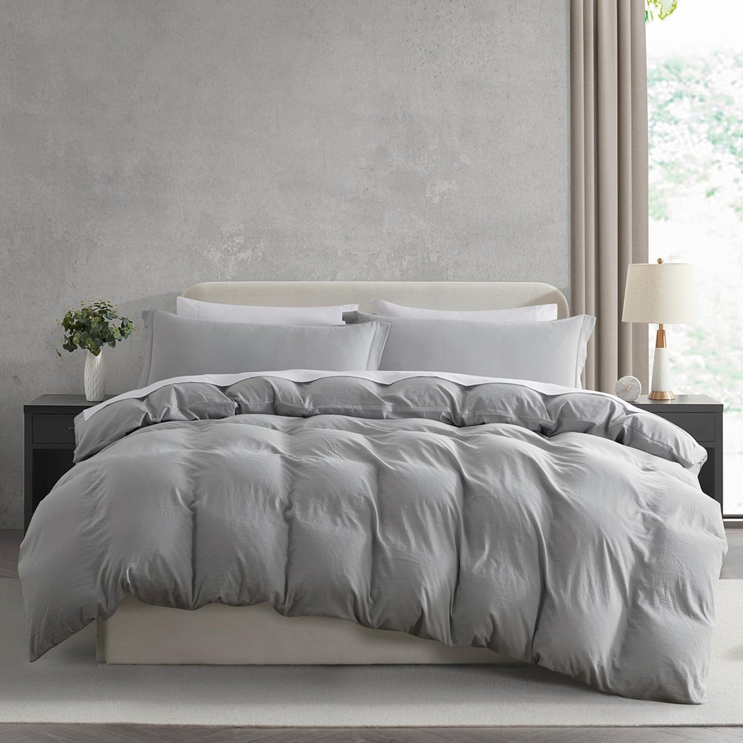Nestl Light Grey King Size Duvet Cover Set for Cozy Sleep