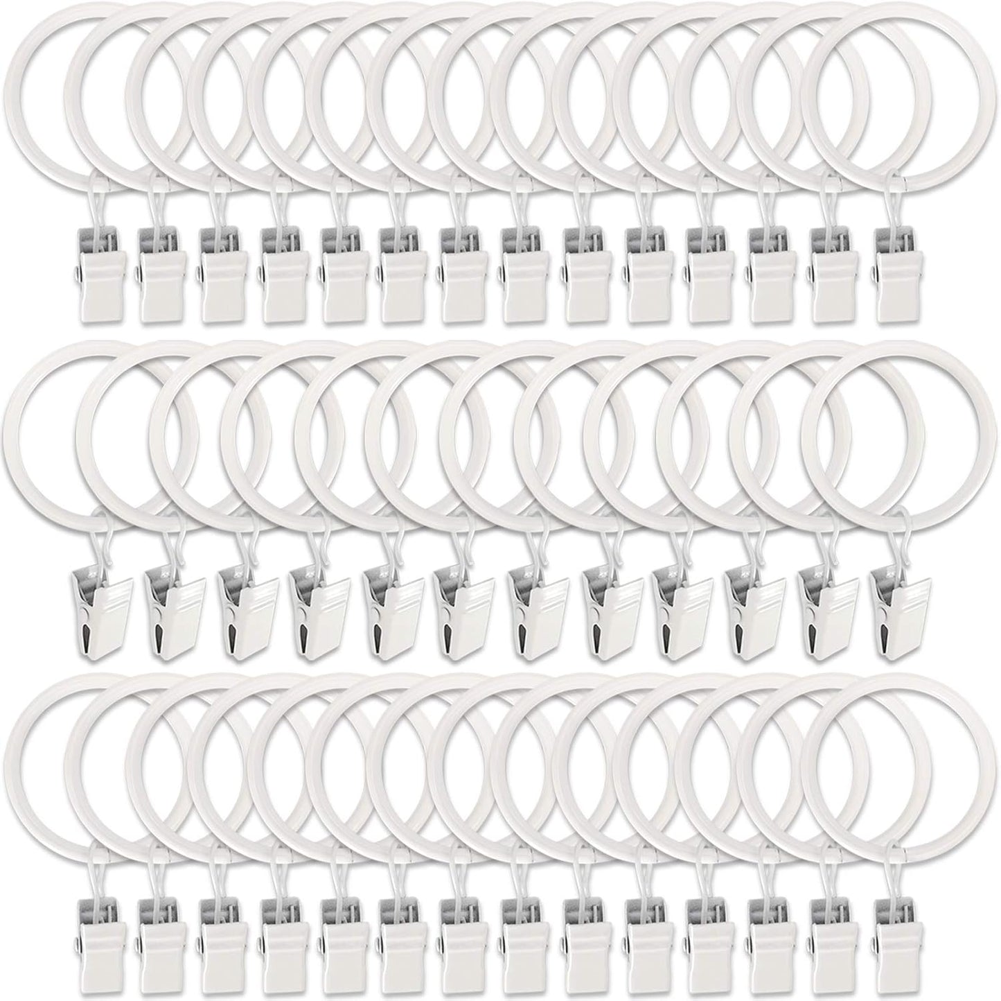 Rustproof White Curtain Rings: 40 Pack 1.5 Diameter