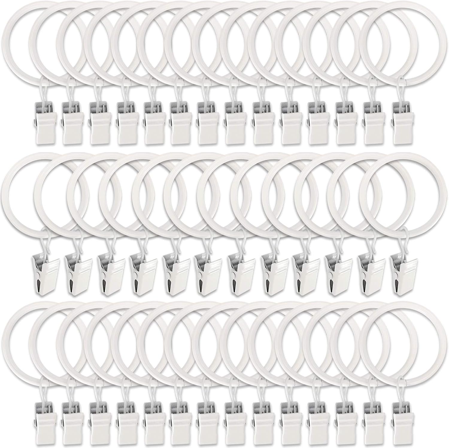 Rustproof White Curtain Rings: 40 Pack 1.5 Diameter