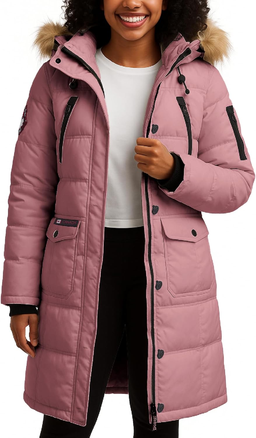 Womens Long Puffer Coat - Heavyweight Wind Water Resistant Parka