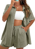 APAFES Women Summer Cotton Linen Short Sets for Beach Fun