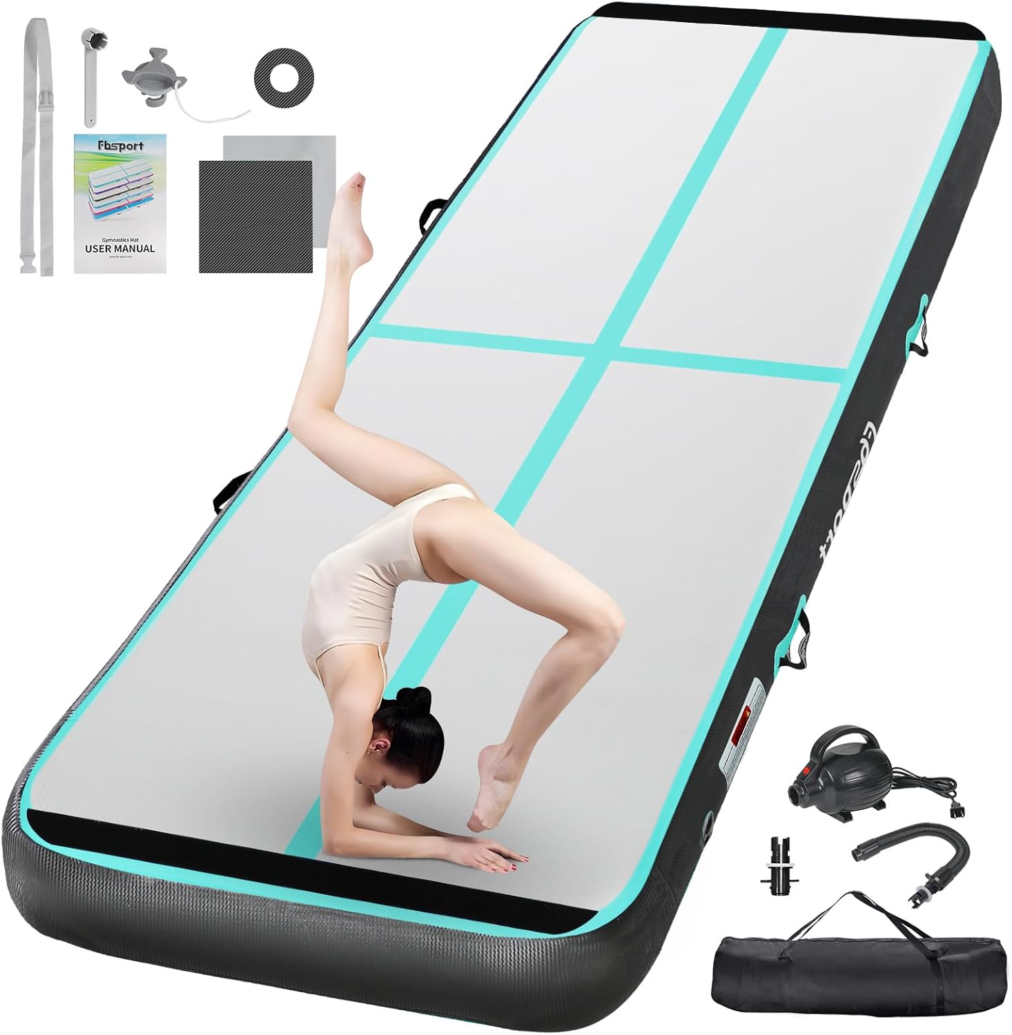 FBSPORT Inflatable Air Gymnastics Mat for Home Training and More