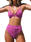 CUPSHE Bikini Set High Waisted Scalloped V Neck Two Piece
