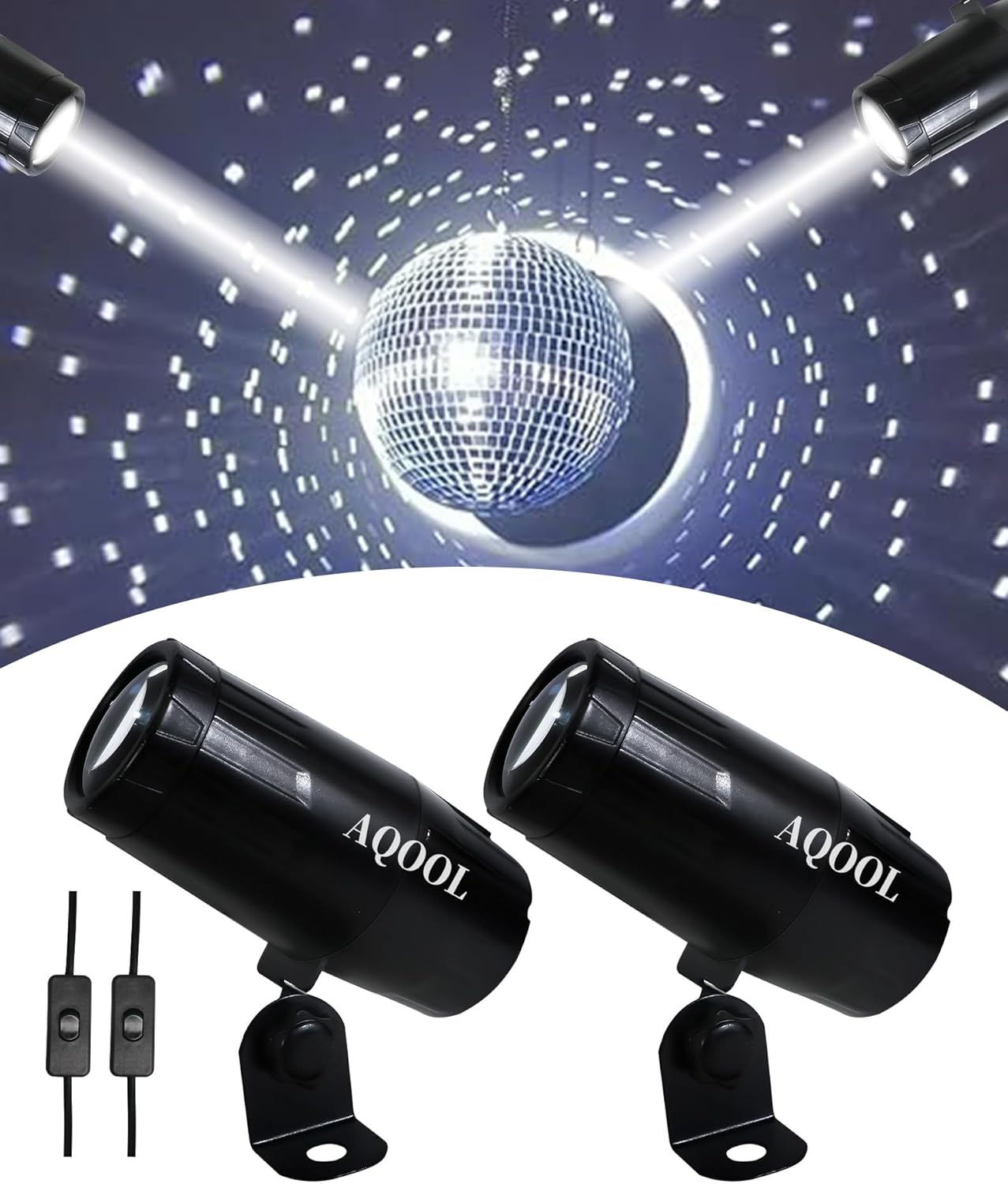 Disco Ball Spotlight 2 Pack - AQOOL Mini Pinspot Lights