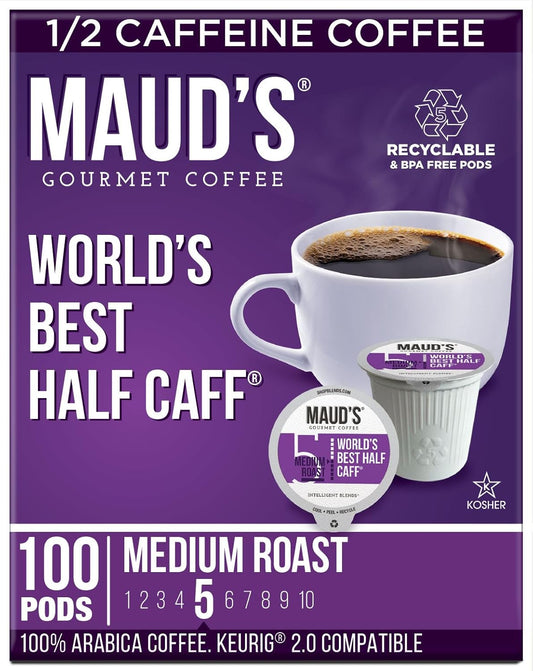100 Ct Maud's Half Caff Coffee Pods - Energy-Friendly Blend