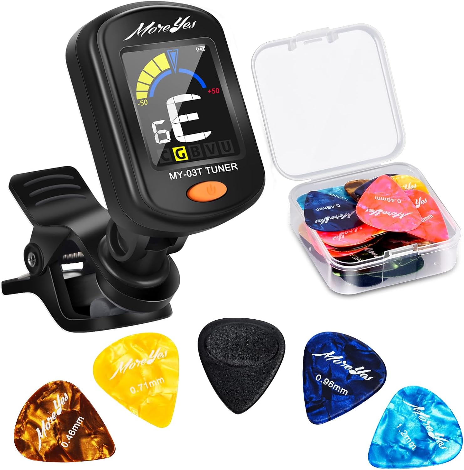 MOREYES Rechargeable Clip-On Tuner + Picks