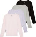 Women's Cotton Classic-Fit Long-Sleeve Crewneck T-Shirt 4-Pack Real