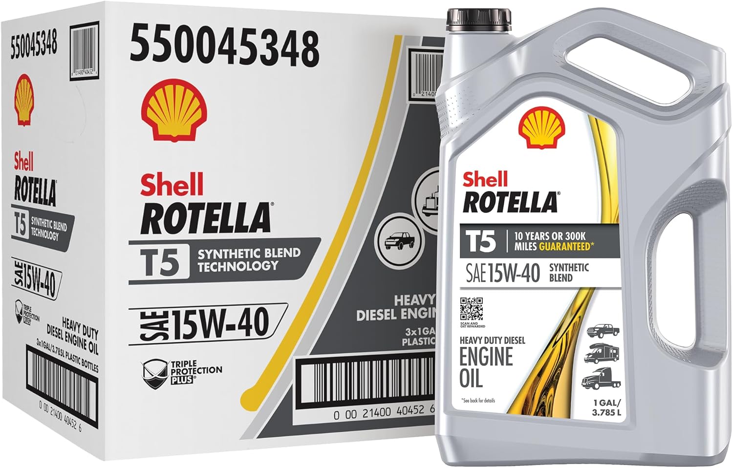 Shell Rotella T5 Synthetic Blend 15W-40 Motor Oil 3 Pack