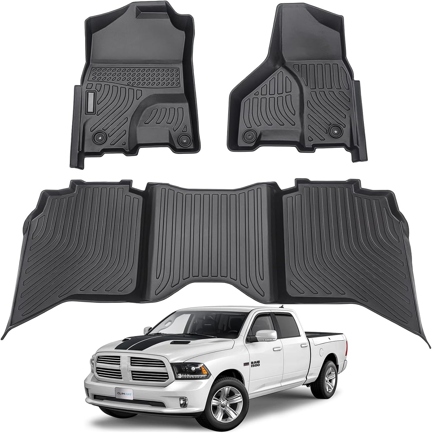 All Weather Car Floor Mats for Dodge RAM 1500 2500 3500 Crew Cab