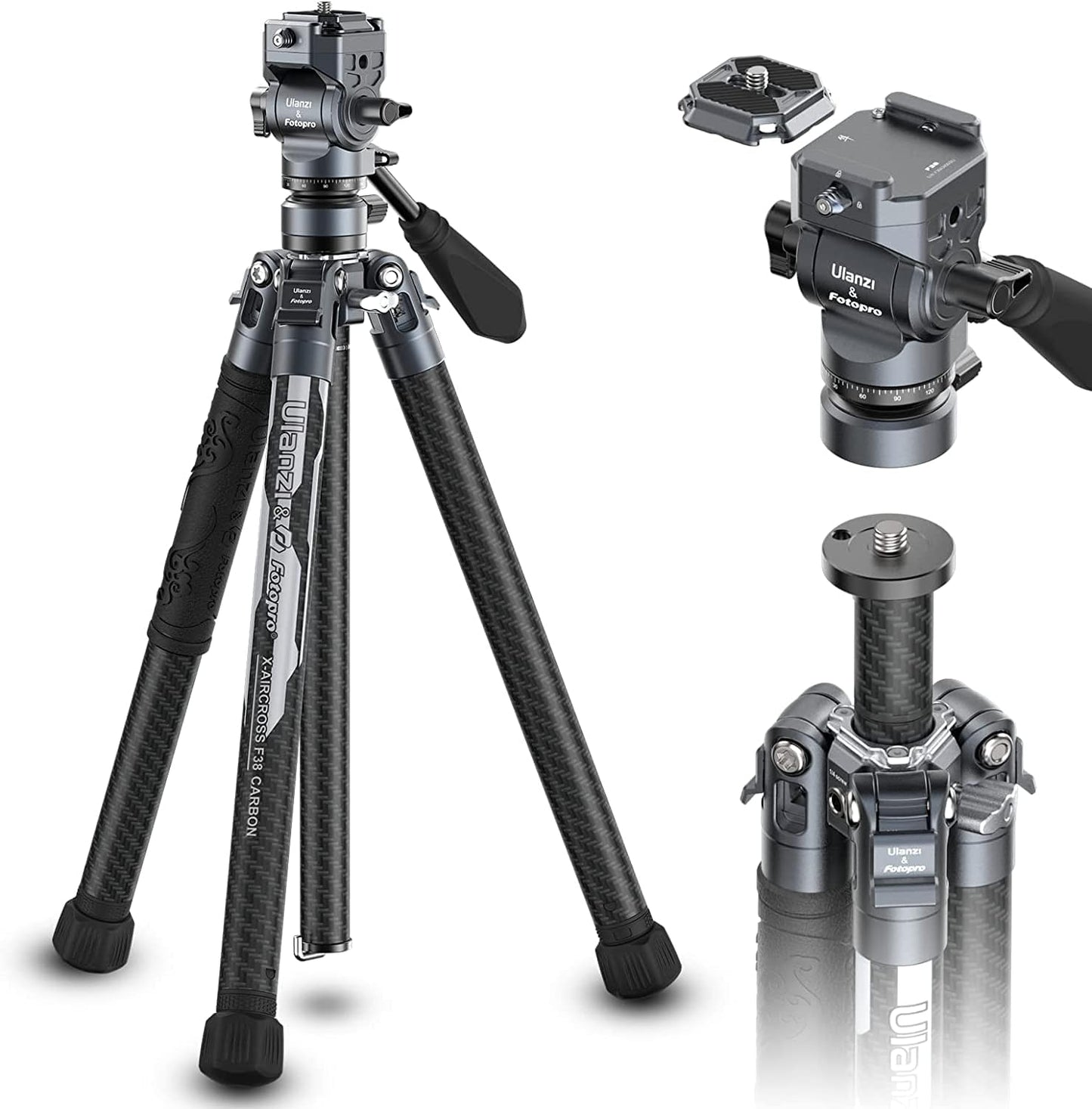 ULANZI F38 Video Travel Tripod: Lightweight Carbon Fiber Design
