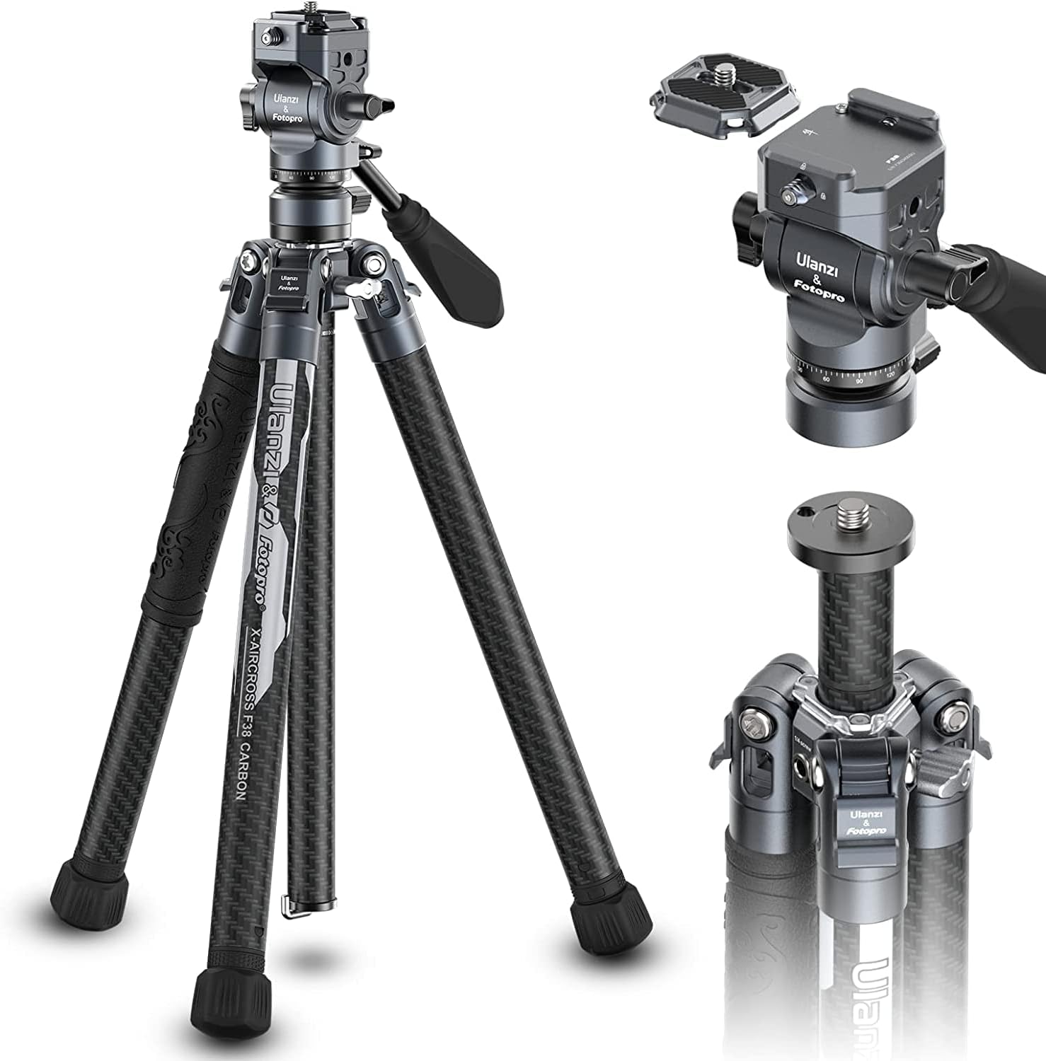 ULANZI F38 Video Travel Tripod: Lightweight Carbon Fiber Design