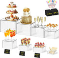 Clear Acrylic Buffet Risers 8-Piece Set - Multi-Level Food Display