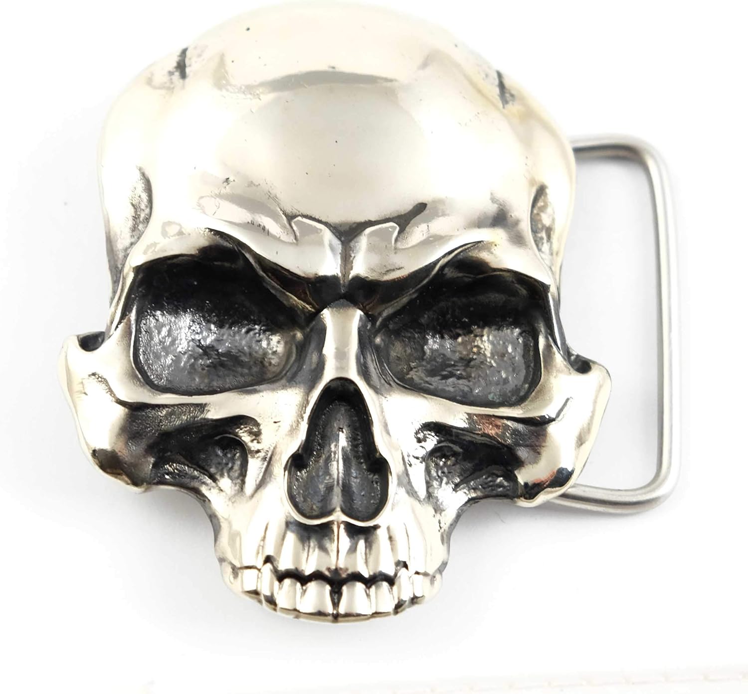 Skull Belt Buckle - Handmade Nickel Silver Double-Sided Design