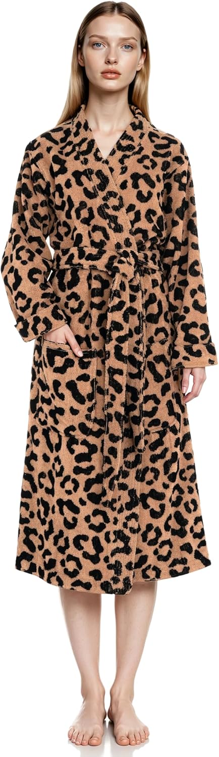 Comfortable Cotton Kimono Bathrobe for Women in Knee Length