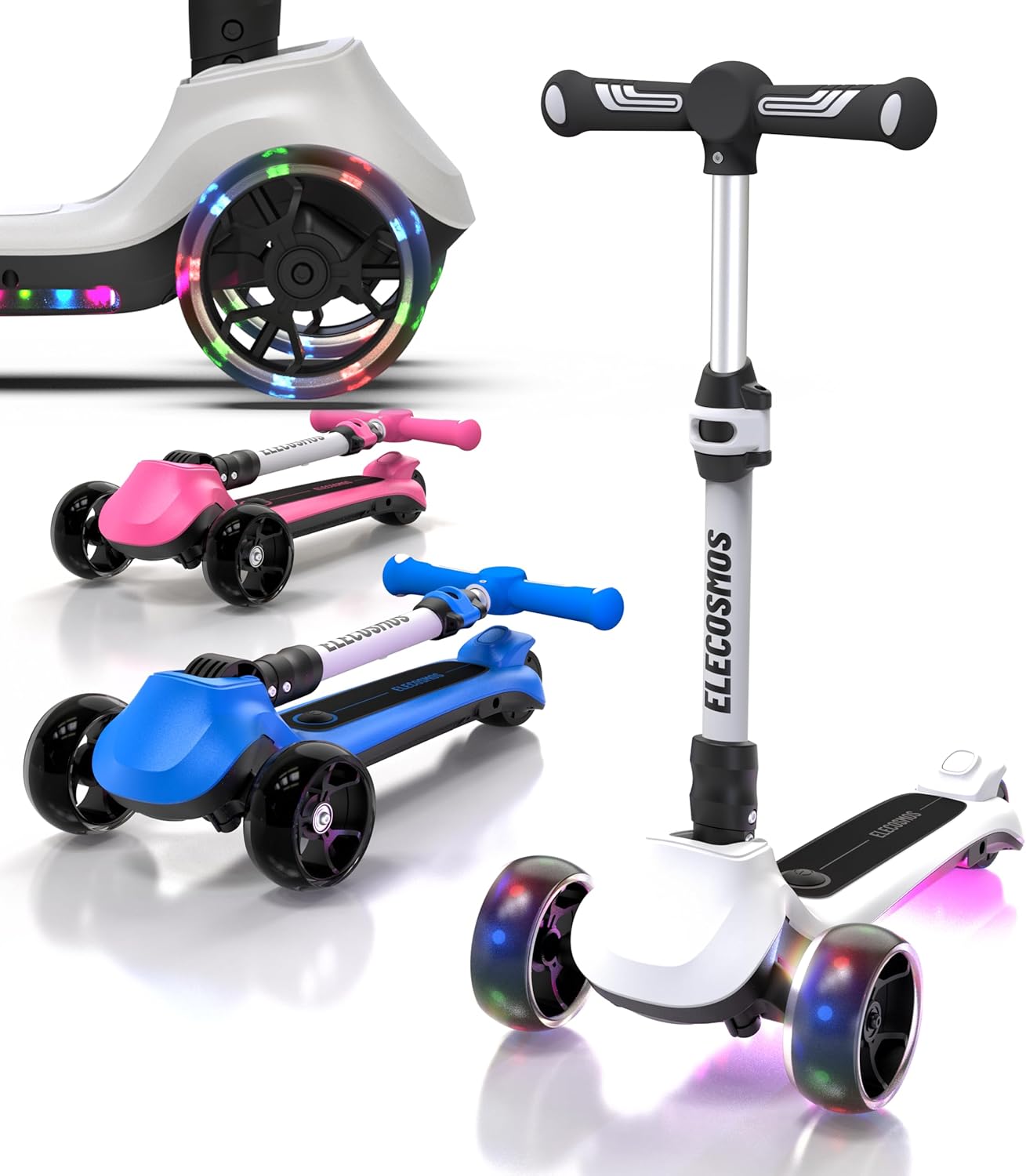 Kids Electric Scooter with Light Up Wheels for Ages 4-9