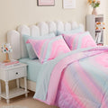 Girls Pink Comforter Set Twin Size 7 Piece - Colorful Tie Dye