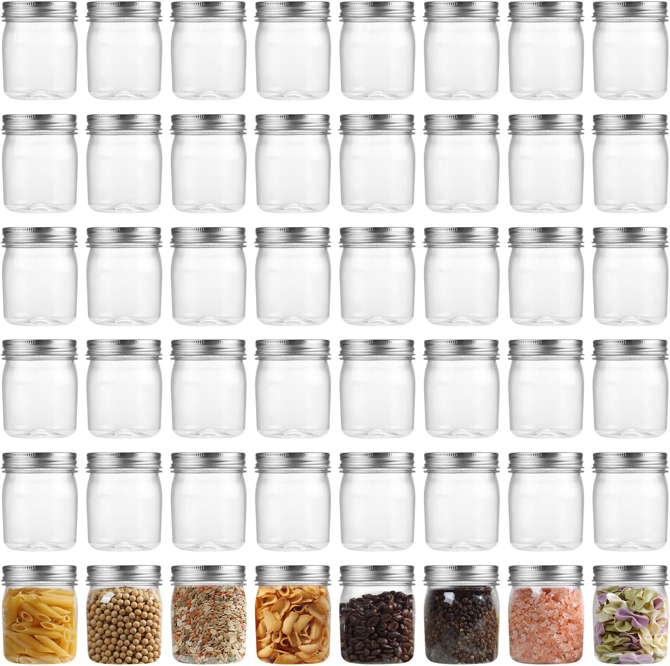 Plastic Mason Jars 8 oz for Food Storage and Organization