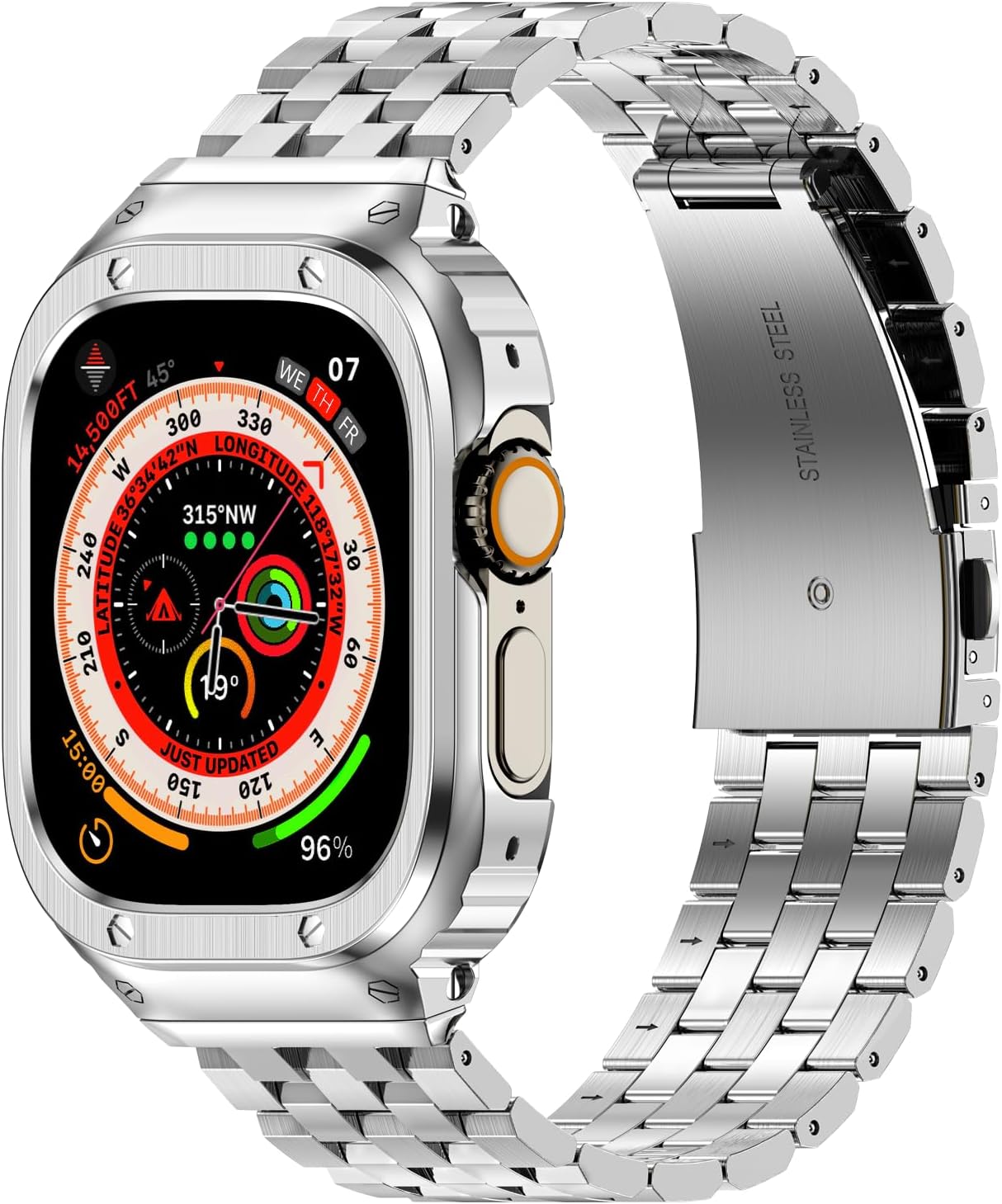 HASLFM Stainless Steel Band with Case for Apple Watch Ultra 49mm