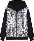 Girls Ombre Sequin Bomber Jacket with Pockets - Lightweight