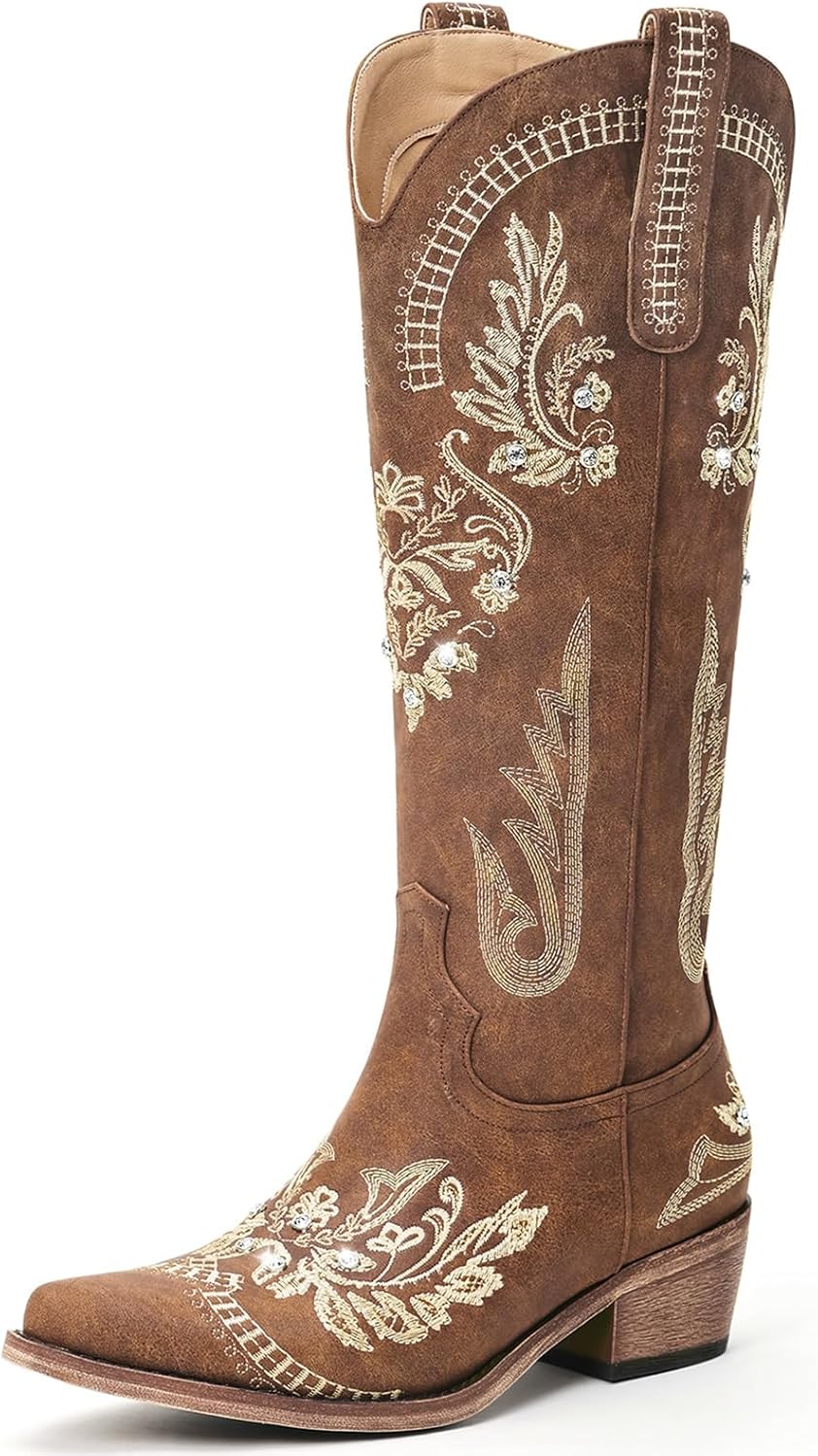 Lumeheel Cowboy Boots for Women - Sparkly Retro Country Style