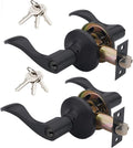 Wave Lever Keyed Entry Door Lock 2-Pack - Left Hand, Black