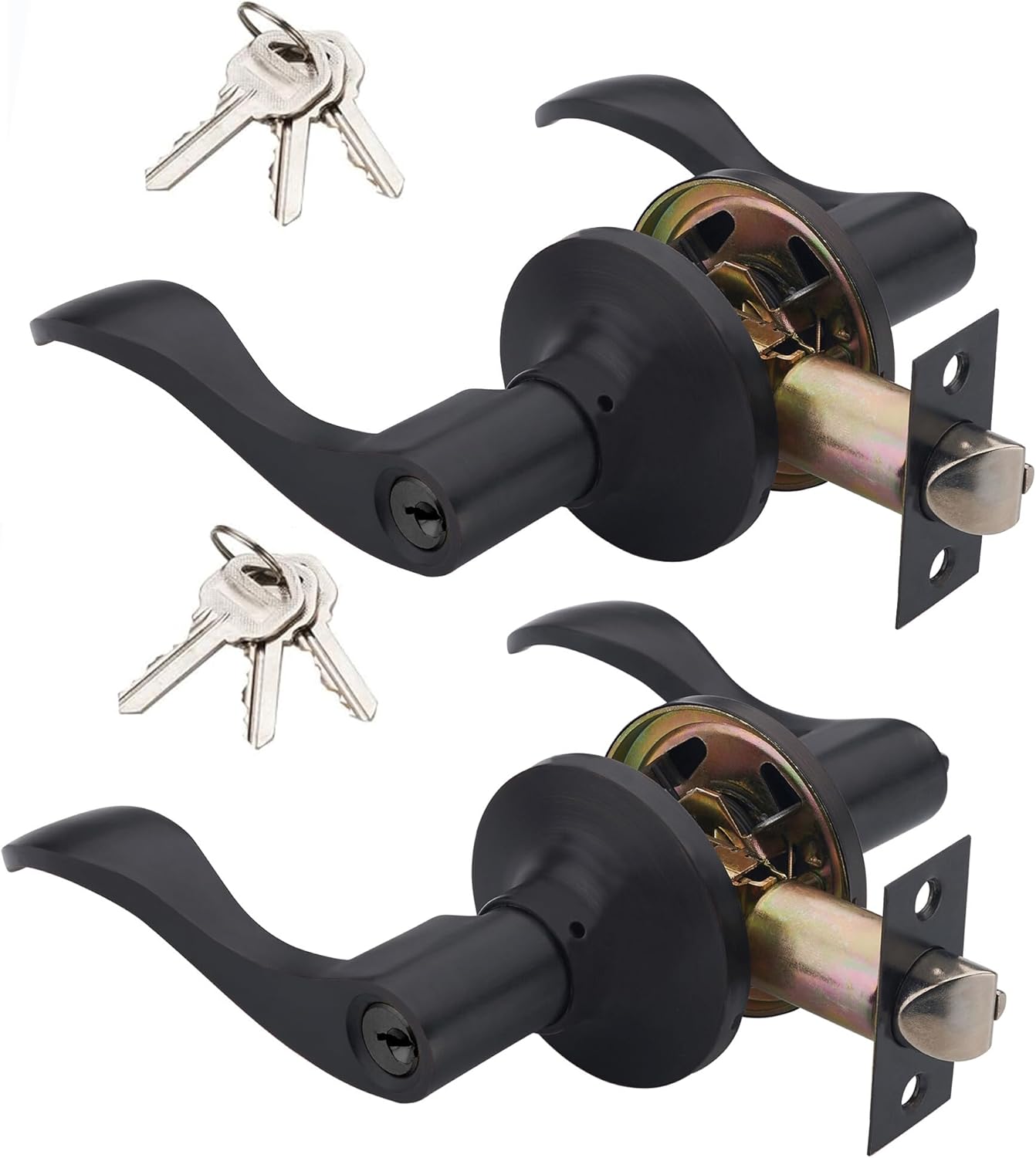 HENYIN Wave Lever Keyed Entry Door Lock Set for Left Hand Doors