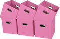 Black Fabric Cubby Storage Bins 13x13x13 in - Set of 6 Pink